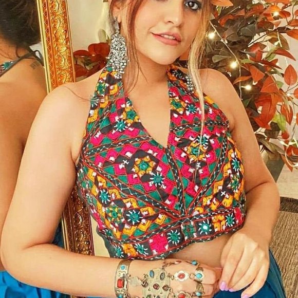 Single Afghan Bracelet with Multicolor Stones, Chain Link Bracelet - Picture 1 of 3